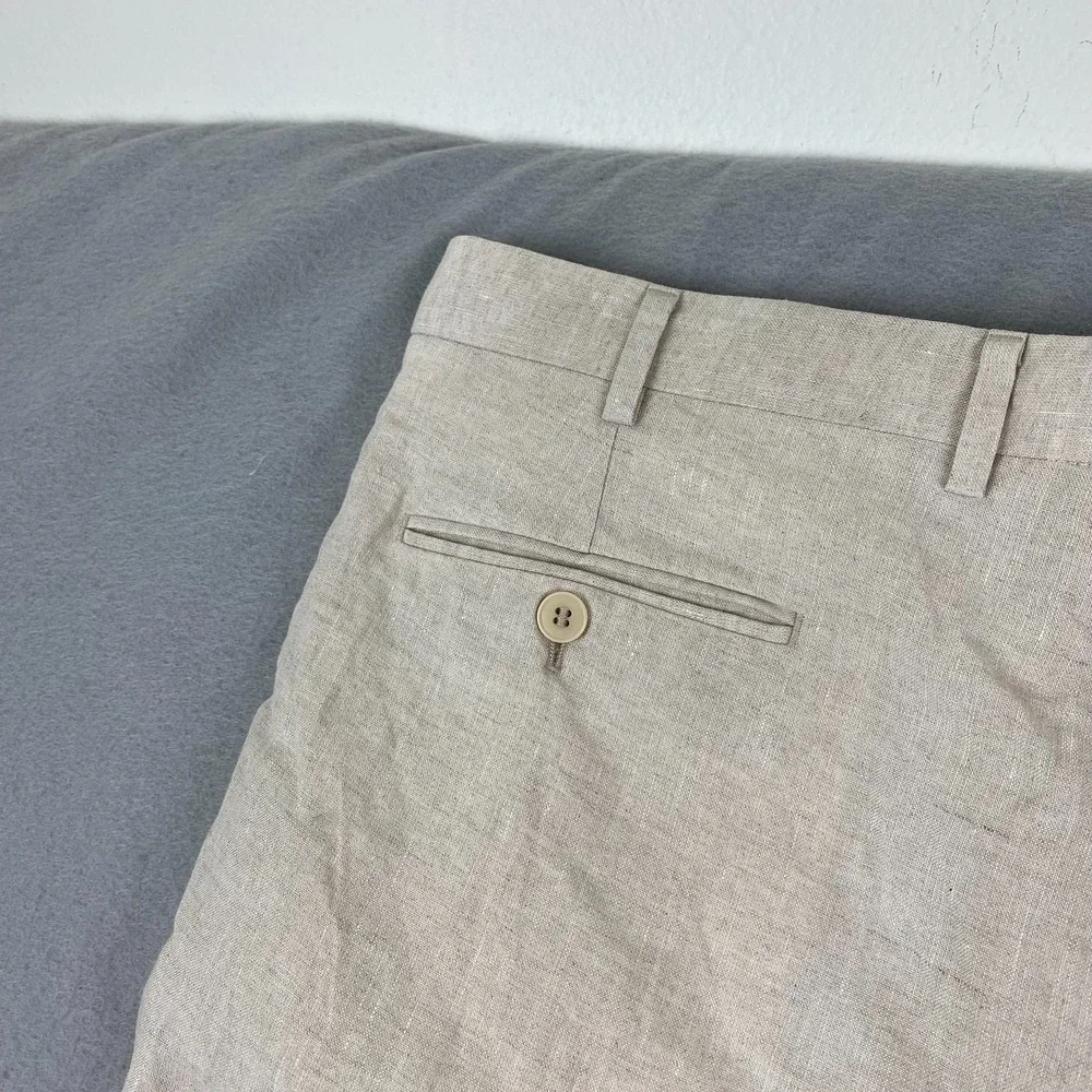 Brioni Cannes Dress Pants Linen Mens 36x31 Linen Flat Front Straight Leg NEW